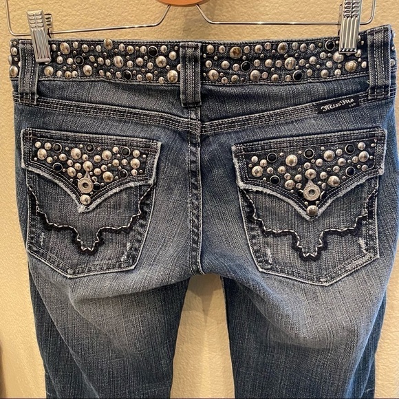 MISS ME Women Embellished Waist Pockets Blue Jean Size 26 - Picture 3 of 9